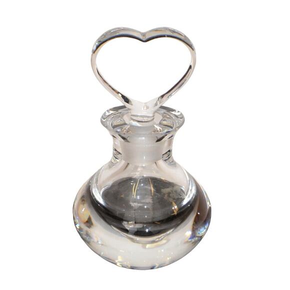 Orrefors Sweden Thick Blown Handmade Art Glass Perfume Bottle Heart Stopper - Picture 2 of 8